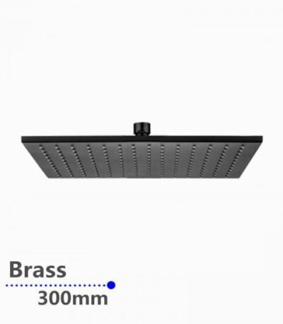 Square Black Brass Rainfall Shower Head 300mm | OX0133.SH