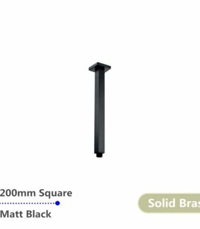 Square Black Ceiling Shower Arm 200mm