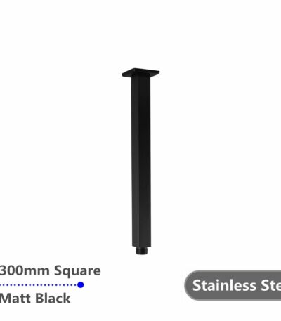 Square Black Ceiling Shower Arm 300mm