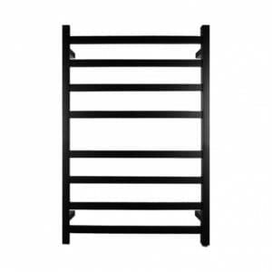 Square Black Electric Heated Towel Rack - 8 Bars - 620mm | OX08.S.HTR