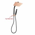 Square Black & Rose Gold Shower Station Top Water Inlet