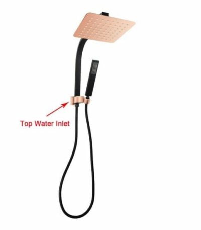 Square Black & Rose Gold Shower Station Top Water Inlet