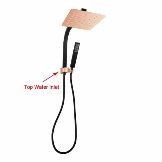 Square Black & Rose Gold Shower Station Top Water Inlet