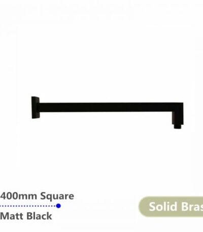 Square Black Wall Mounted Shower Arm 400mm