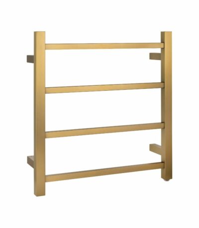 Square Brushed Gold Electric Heated Towel Rack - 4 Bars - 500mm | BUYG04.S.HTR