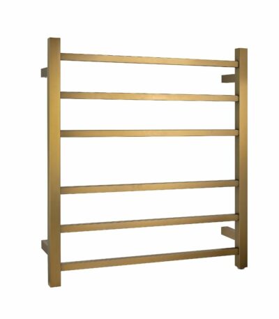 Square Brushed Gold Electric Heated Towel Rack - 6 Bars - 620mm | BUYG06.S.HTR