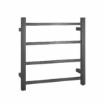 Square Brushed Gun Metal Grey Electric Heated Towel Rack - 4 Bars - 500mm | BUGM04.S.HTR