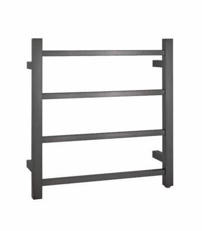 Square Brushed Gun Metal Grey Electric Heated Towel Rack - 4 Bars - 500mm | BUGM04.S.HTR