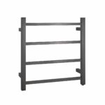 Square Brushed Gun Metal Grey Electric Heated Towel Rack - 4 Bars - 500mm | BUGM04.S.HTR