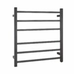 Square Brushed Gun Metal Grey Electric Heated Towel Rack - 6 Bars - 620mm | BUGM06.S.HTR