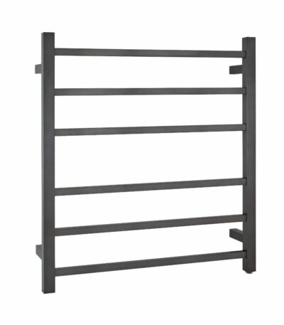 Square Brushed Gun Metal Grey Electric Heated Towel Rack - 6 Bars - 620mm | BUGM06.S.HTR