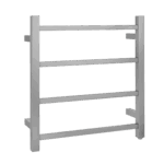 Square Brushed Nickel Electric Heated Towel Rack - 4 Bars - 500mm | BU04.S.HTR