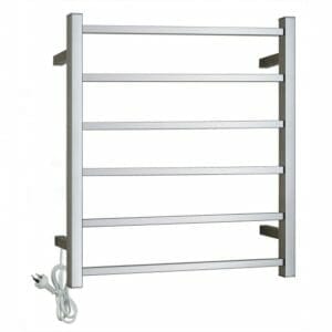 Square Chrome Electric Heated Towel Rack - 6 Bars - 620mm | CH06.S.HTR