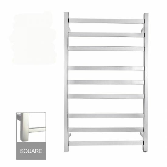 Square Chrome Electric Heated Towel Rack - 9 Bars - 600mm | CH09.S.HTR