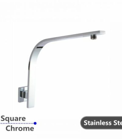 Square Chrome Gooseneck Wall Shower Arm