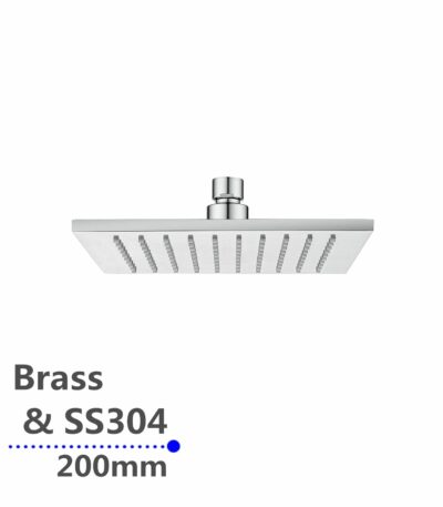 Square Chrome Rainfall Brass Shower Head 200mm | CH0134.SH