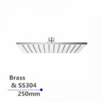Square Chrome Rainfall Brass Shower Head 250mm | CH0135.SH