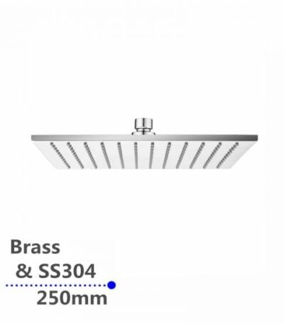 Square Chrome Rainfall Brass Shower Head 250mm | CH0135.SH