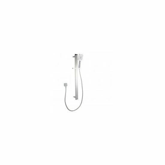 Square Chrome Sliding Shower Rail with 3 Mode Handheld Shower Wall Connector Set