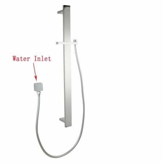Square Chrome Sliding Shower Rail without Handheld Shower