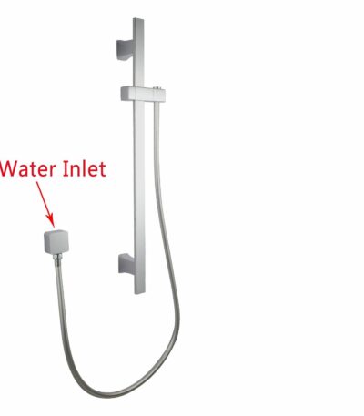 Square Chrome Wall Mounted Sliding Rail with Water Hose & Wall Connector Only | CH2145.SH.N