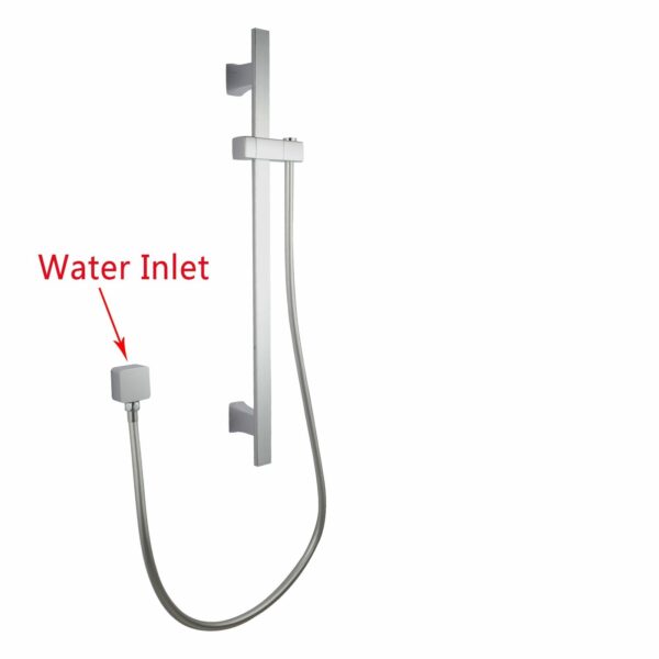 Square Chrome Wall Mounted Sliding Rail with Water Hose & Wall Connector Only | CH2145.SH.N