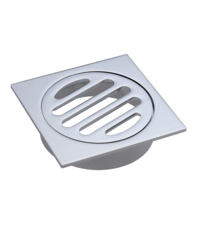 Square Floor Waste, Round Grate, 80mm Outlet