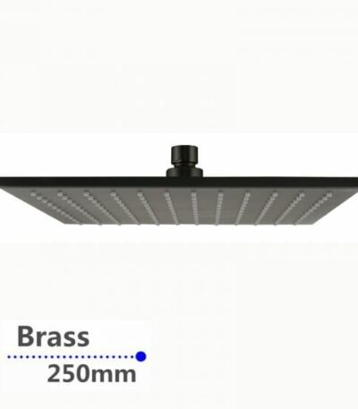 Square Gun Metal Grey Brass Rainfall Shower Head 250mm | GM0135.SH