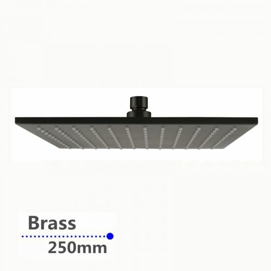 Square Gun Metal Grey Brass Rainfall Shower Head 250mm | GM0135.SH