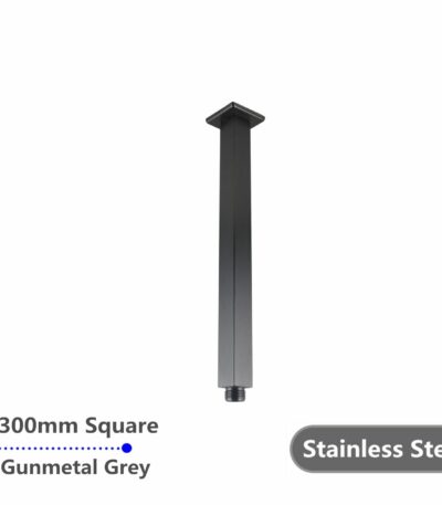 Square Gun Metal Grey Ceiling Shower Arm 300mm