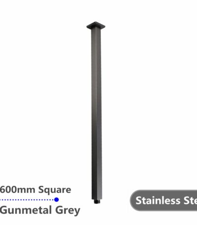 Square Gun Metal Grey Ceiling Shower Arm 600mm