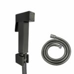 Square Gun Metal Grey Gold Toilet Bidet Spray Kit with Stainless Steel Hose | GM0009E-SS.SH