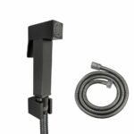Square Gun Metal Grey Gold Toilet Bidet Spray Kit with Stainless Steel Hose | GM0009E-SS.SH