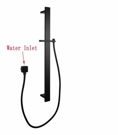 Square Matt Black Sliding Shower Rail without Handheld Shower | OX2149.SH.N