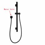 Square Matt Black Wall Mounted Sliding Rail with Water Hose & Wall Connector Only | OX2145.SH.N