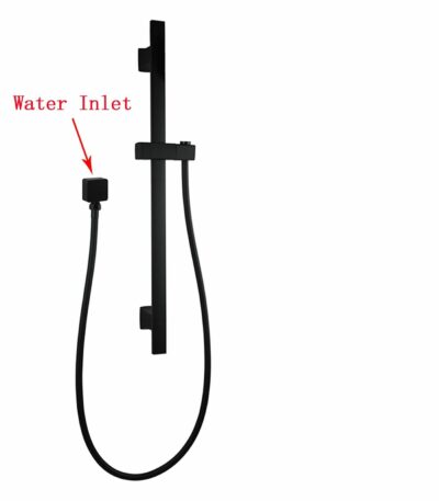 Square Matt Black Wall Mounted Sliding Rail with Water Hose & Wall Connector Only | OX2145.SH.N