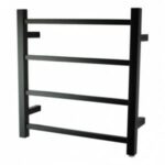 Square Matte Black Electric Heated Towel Rack - 4 Bars - 500mm | OX04.S.HTR