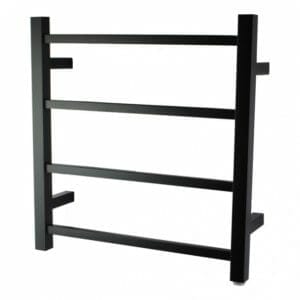 Square Matte Black Electric Heated Towel Rack - 4 Bars - 500mm | OX04.S.HTR