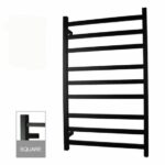 Square Matte Black Electric Heated Towel Rack - 9 Bars - 600mm | OX09.S.HTR