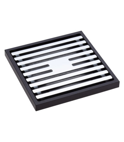 Square Slim Grate Floor Waste,80mm, Chrome/Black Mixed
