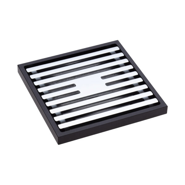 Square Slim Grate Floor Waste,80mm, Chrome/Black Mixed
