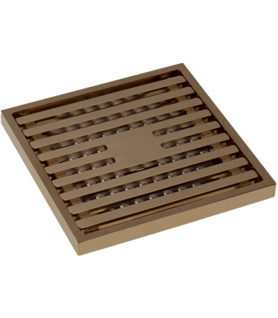 Square Slim Grate Floor Waste, 88mm Outlet, Brushed Copper