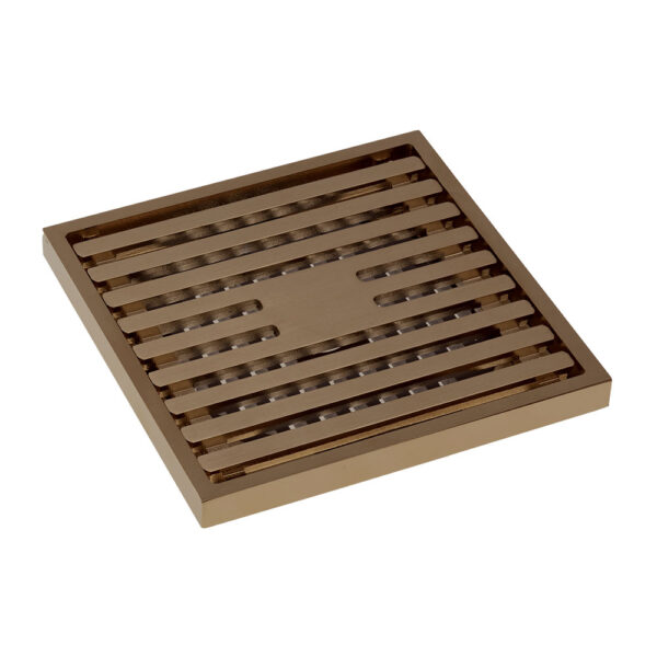 Square Slim Grate Floor Waste, 88mm Outlet, Brushed Copper