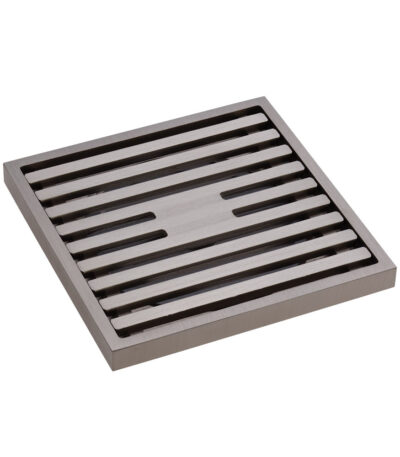 Square Slim Grate Floor Waste, 88mm Outlet, Brushed Nickel