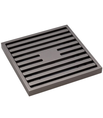 Square Slim Grate Floor Waste, 88mm Outlet, Gun Metal