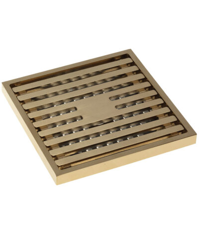 Square Slim Grate Floor Waste, 88mm Outlet, Urban Brass