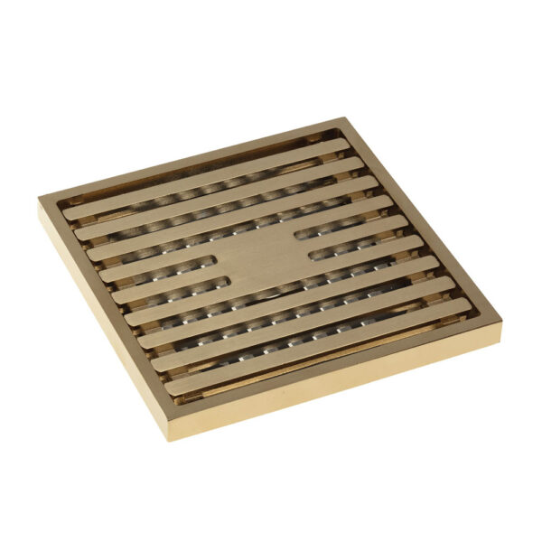 Square Slim Grate Floor Waste, 88mm Outlet, Urban Brass