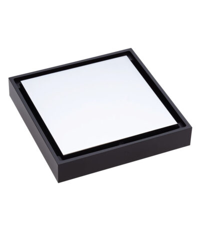 Square Tile 2-in-1 Floor Waste, 88mm Outlet, Matte Black and Chrome