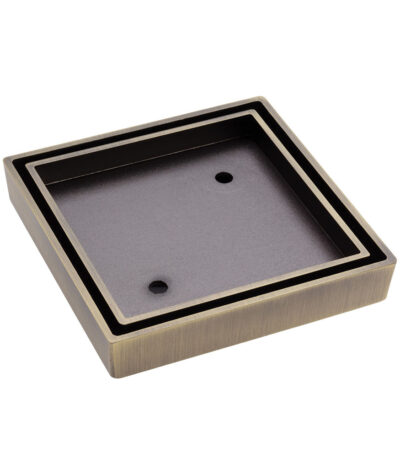 Square Tile Bed Floor Waste, 75mm Outlet, Antique Brass