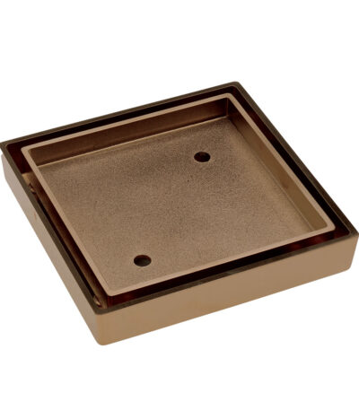 Square Tile Bed Floor Waste, 75mm Outlet, Brushed Copper